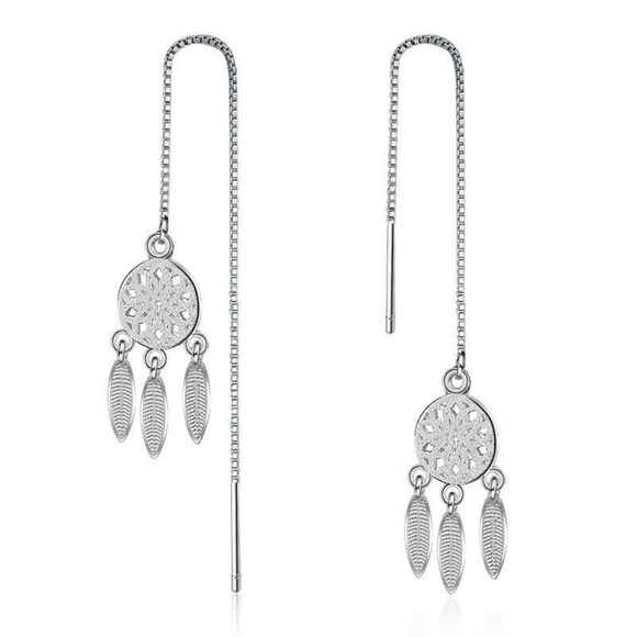 Sterling Silver Dreamcatcher Threader Earrings - Picture 2 of 3